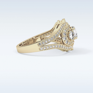 0.56 CT Cluster & Split Shank Engagement Ring Featuring Round Moissanite