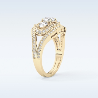 0.56 CT Cluster & Split Shank Engagement Ring Featuring Round Moissanite