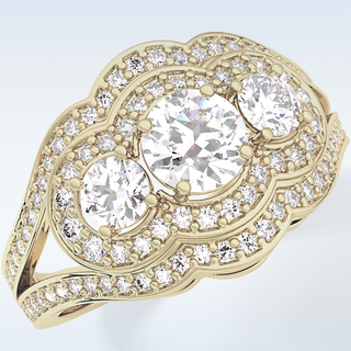 0.56 CT Cluster & Split Shank Engagement Ring Featuring Round Moissanite