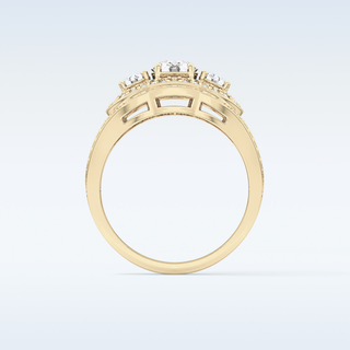0.56 CT Cluster & Split Shank Engagement Ring Featuring Round Moissanite