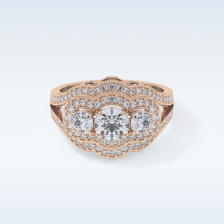 0.56 CT Cluster & Split Shank Engagement Ring Featuring Round Moissanite