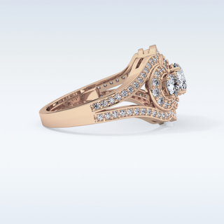 0.56 CT Cluster & Split Shank Engagement Ring Featuring Round Moissanite
