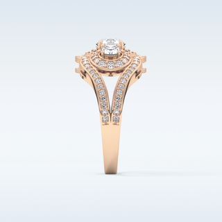 0.56 CT Cluster & Split Shank Engagement Ring Featuring Round Moissanite