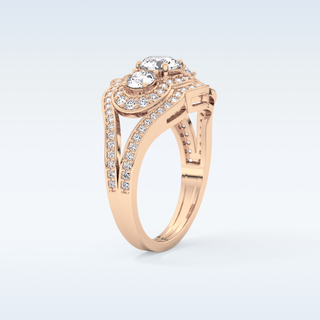 0.56 CT Cluster & Split Shank Engagement Ring Featuring Round Moissanite