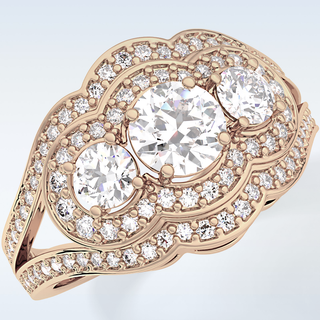 0.56 CT Cluster & Split Shank Engagement Ring Featuring Round Moissanite