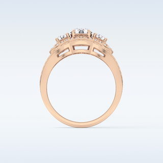 0.56 CT Cluster & Split Shank Engagement Ring Featuring Round Moissanite