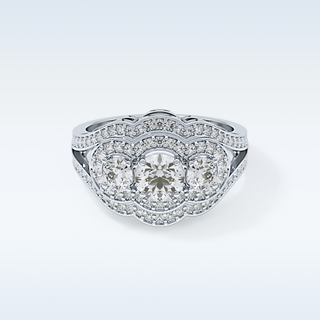 0.56 CT Cluster & Split Shank Engagement Ring Featuring Round Moissanite