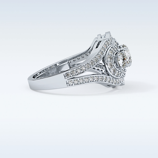 0.56 CT Cluster & Split Shank Engagement Ring Featuring Round Moissanite