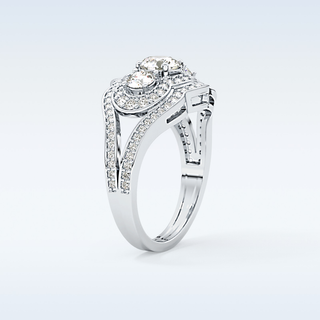 0.56 CT Cluster & Split Shank Engagement Ring Featuring Round Moissanite
