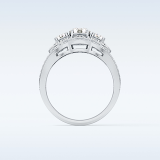 0.56 CT Cluster & Split Shank Engagement Ring Featuring Round Moissanite