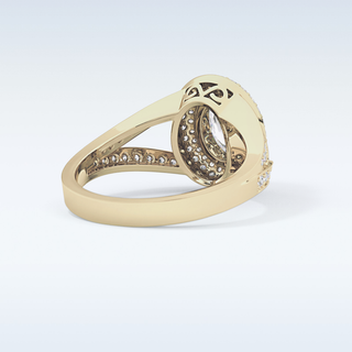 0.91 CT Double Halo & Pave Engagement Ring Featuring Oval Moissanite