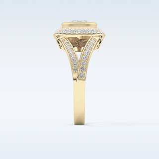 0.91 CT Double Halo & Pave Engagement Ring Featuring Oval Moissanite