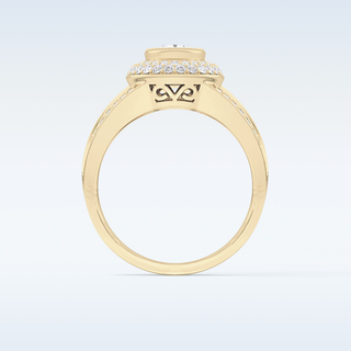 0.91 CT Double Halo & Pave Engagement Ring Featuring Oval Moissanite