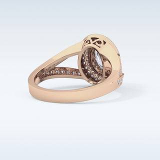 0.91 CT Double Halo & Pave Engagement Ring Featuring Oval Moissanite
