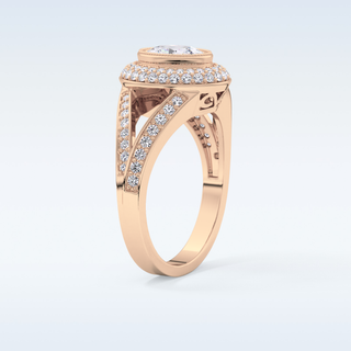0.91 CT Double Halo & Pave Engagement Ring Featuring Oval Moissanite