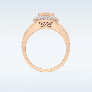 0.91 CT Double Halo & Pave Engagement Ring Featuring Oval Moissanite