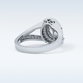 0.91 CT Double Halo & Pave Engagement Ring Featuring Oval Moissanite
