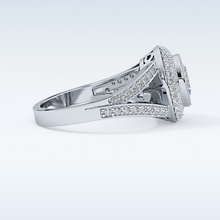 0.91 CT Double Halo & Pave Engagement Ring Featuring Oval Moissanite