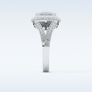 0.91 CT Double Halo & Pave Engagement Ring Featuring Oval Moissanite