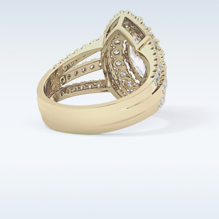 1.5 CT Double Halo & Pave Engagement Ring Featuring Marquise Moissanite