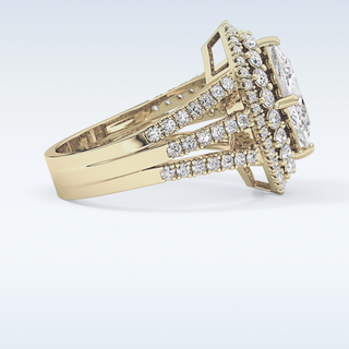 1.5 CT Double Halo & Pave Engagement Ring Featuring Marquise Moissanite