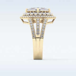 1.5 CT Double Halo & Pave Engagement Ring Featuring Marquise Moissanite