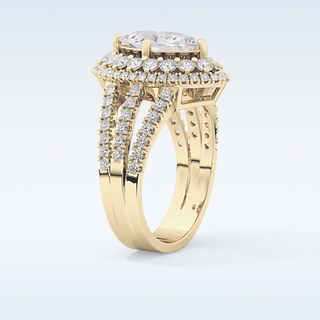 1.5 CT Double Halo & Pave Engagement Ring Featuring Marquise Moissanite