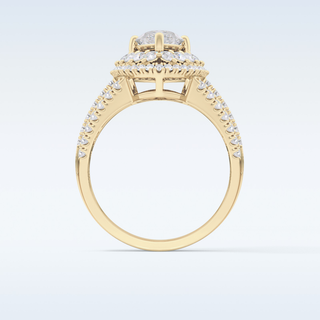 1.5 CT Double Halo & Pave Engagement Ring Featuring Marquise Moissanite