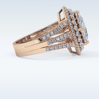 1.5 CT Double Halo & Pave Engagement Ring Featuring Marquise Moissanite