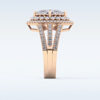 1.5 CT Double Halo & Pave Engagement Ring Featuring Marquise Moissanite