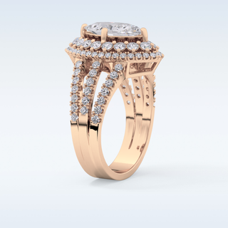 1.5 CT Double Halo & Pave Engagement Ring Featuring Marquise Moissanite