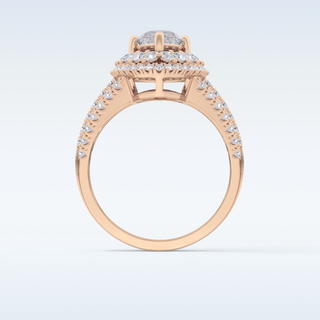 1.5 CT Double Halo & Pave Engagement Ring Featuring Marquise Moissanite