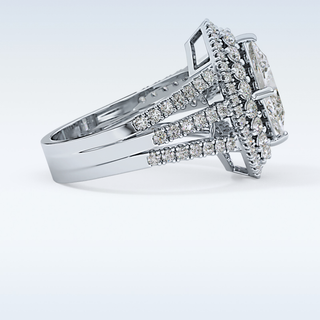 1.5 CT Double Halo & Pave Engagement Ring Featuring Marquise Moissanite