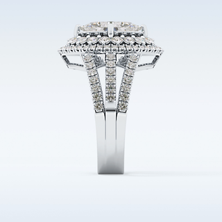1.5 CT Double Halo & Pave Engagement Ring Featuring Marquise Moissanite