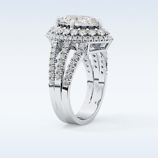 1.5 CT Double Halo & Pave Engagement Ring Featuring Marquise Moissanite