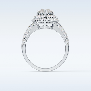1.5 CT Double Halo & Pave Engagement Ring Featuring Marquise Moissanite