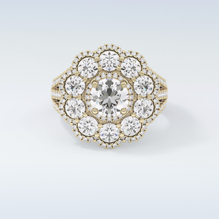 1.13 CT Cluster Engagement Ring Featuring Round Moissanite