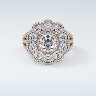 1.13 CT Cluster Engagement Ring Featuring Round Moissanite