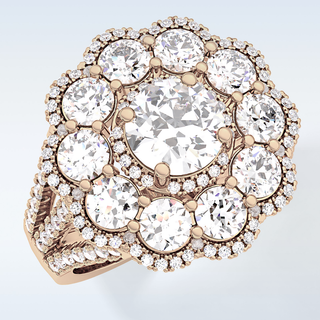 1.13 CT Cluster Engagement Ring Featuring Round Moissanite