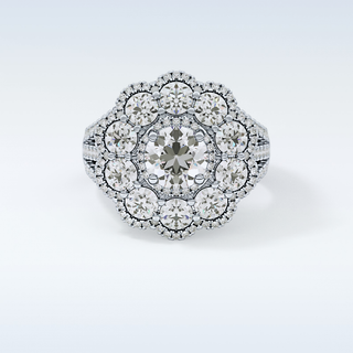 1.13 CT Cluster Engagement Ring Featuring Round Moissanite