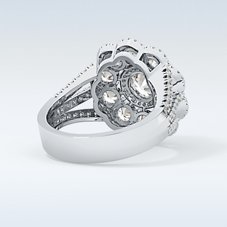 1.13 CT Cluster Engagement Ring Featuring Round Moissanite