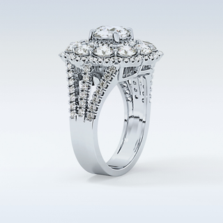 1.13 CT Cluster Engagement Ring Featuring Round Moissanite