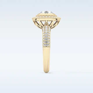 0.9 CT Halo & Pave Engagement Ring Featuring Round Moissanite