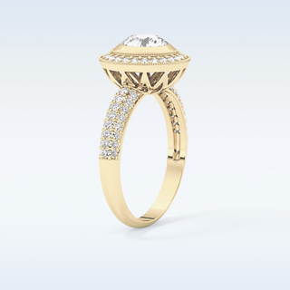 0.9 CT Halo & Pave Engagement Ring Featuring Round Moissanite