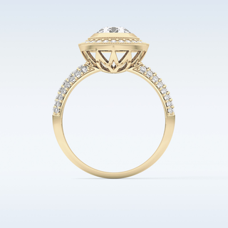 0.9 CT Halo & Pave Engagement Ring Featuring Round Moissanite