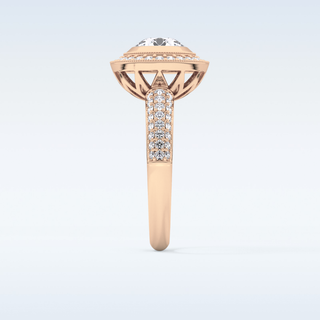 0.9 CT Halo & Pave Engagement Ring Featuring Round Moissanite