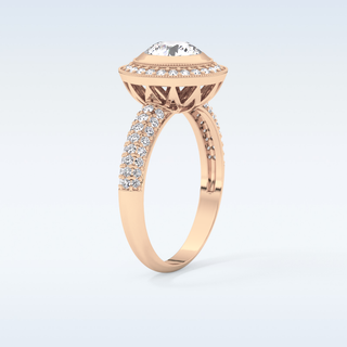 0.9 CT Halo & Pave Engagement Ring Featuring Round Moissanite