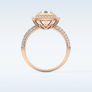 0.9 CT Halo & Pave Engagement Ring Featuring Round Moissanite