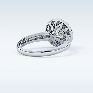 0.9 CT Halo & Pave Engagement Ring Featuring Round Moissanite