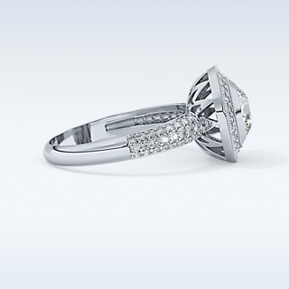 0.9 CT Halo & Pave Engagement Ring Featuring Round Moissanite